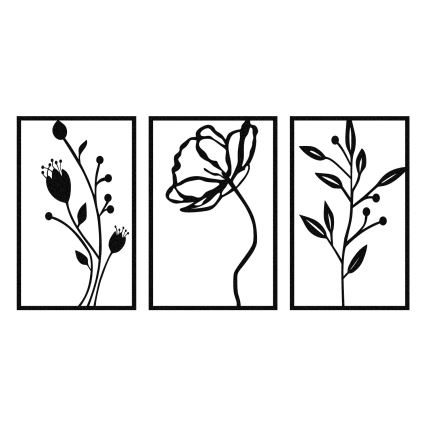 SETTI 3x Seinäkoriste 78x39 cm kukat metalli