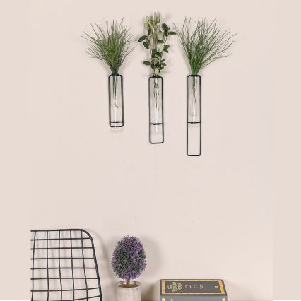 SETTI 3x Seinäkoriste kukille 20/25/30 cm musta