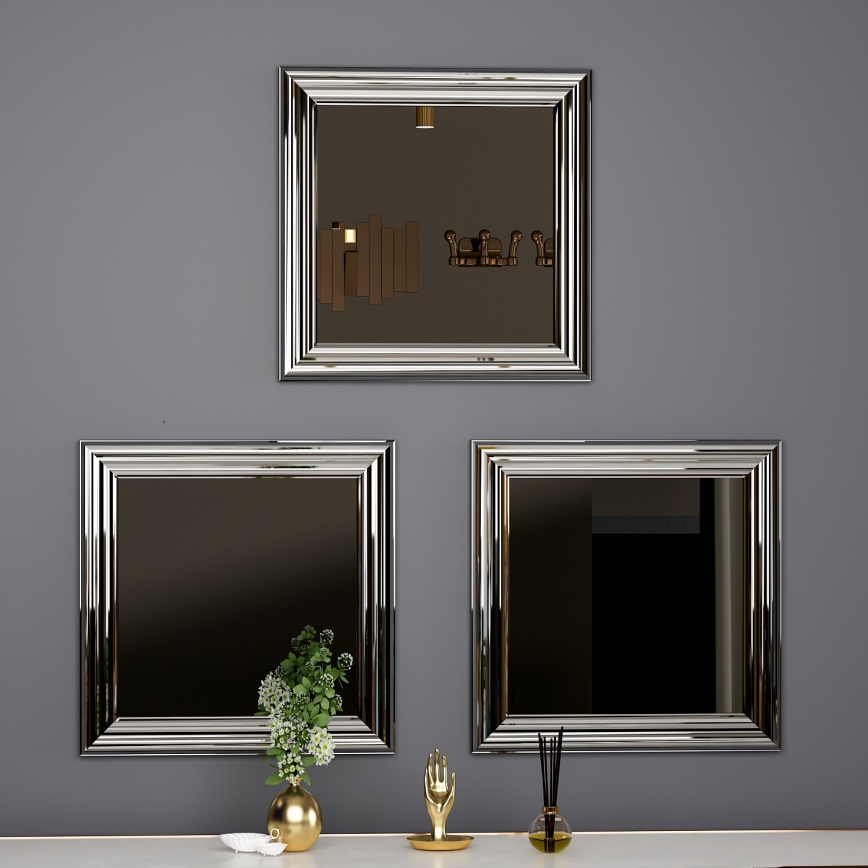 SETTI 3x Seinäpeili OTTO 40x40 cm hopea