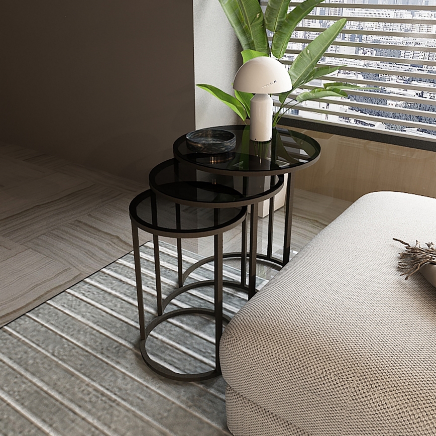 SETTI 3x Sivupöytä ALYA halkaisija 34/42/50 cm musta