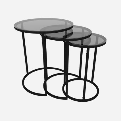 SETTI 3x Sivupöytä ALYA halkaisija 34/42/50 cm musta