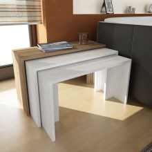 SETTI 3x sivupöytä CANGO valkoinen/ruskea