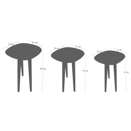 SETTI 3x Sivupöytä TYN ruskea