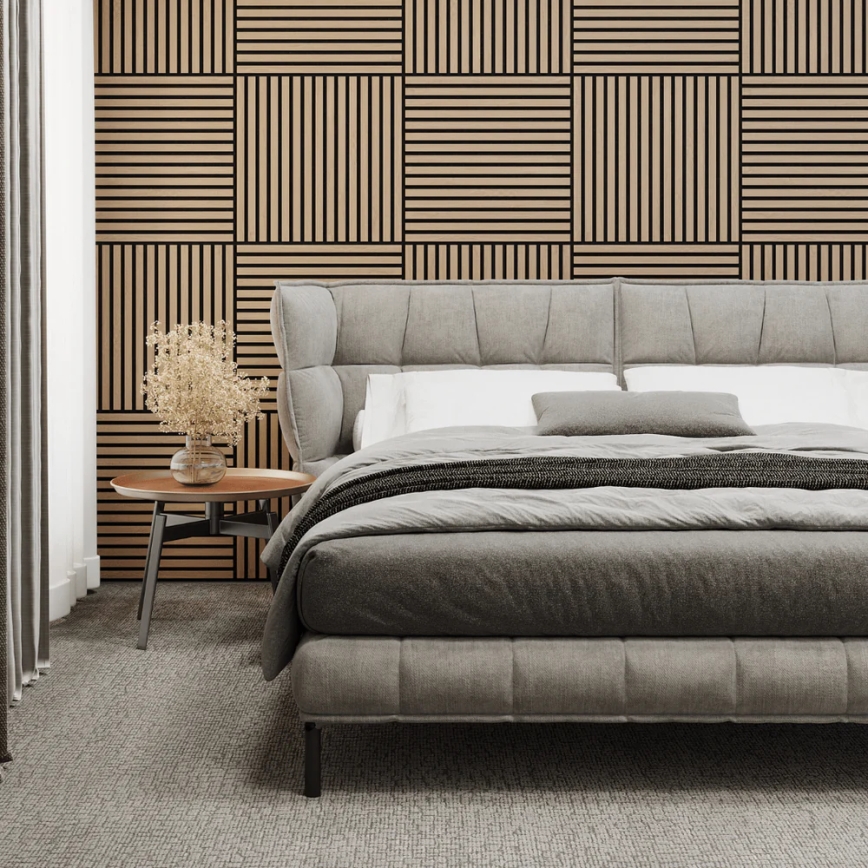 Setti 4 kpl akustisia seinäpaneeleja DANVIKEN 60x60 cm tammi