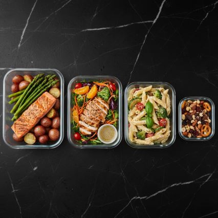 Setti 4 kpl läpinäkyviä ruokasäilytysrasioita, kannet mintunvihreät