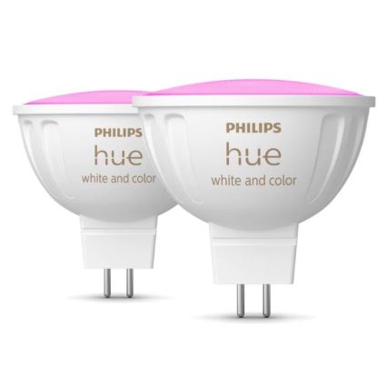 Setti 4 kpl Philips Hue WHITE AND COLOR AMBIANCE RGBW himmennettävät LED-polttimot GU5,3/MR16/6,3W/12V 2000-6500K