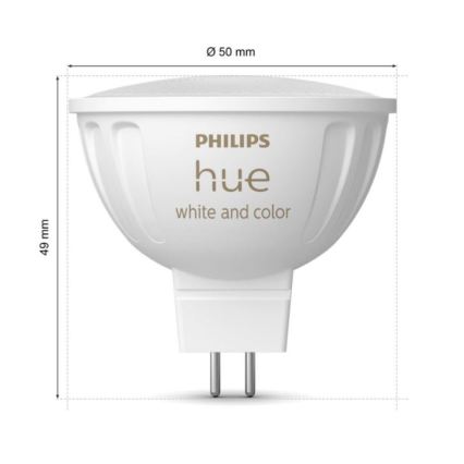 Setti 4 kpl Philips Hue WHITE AND COLOR AMBIANCE RGBW himmennettävät LED-polttimot GU5,3/MR16/6,3W/12V 2000-6500K