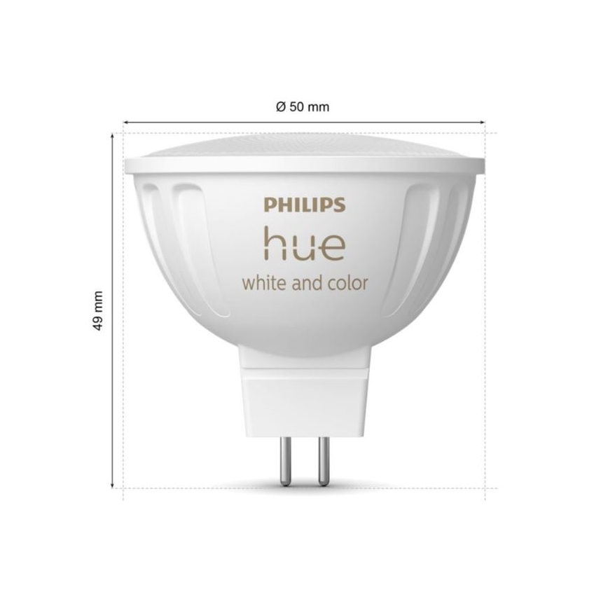 Setti 4 kpl Philips Hue WHITE AND COLOR AMBIANCE RGBW himmennettävät LED-polttimot GU5,3/MR16/6,3W/12V 2000-6500K