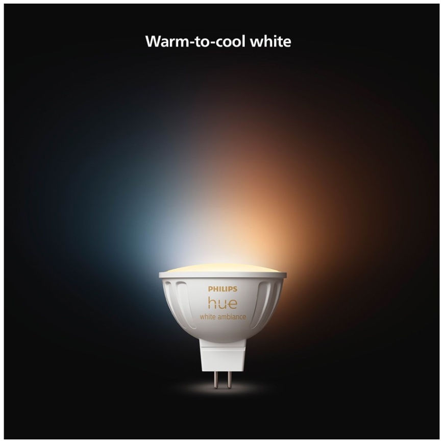 SETTI 4x LED himmennettävä polttimo Philips Hue WHITE AMBIANCE GU5,3/MR16/5,1W/12V 2200-6500K