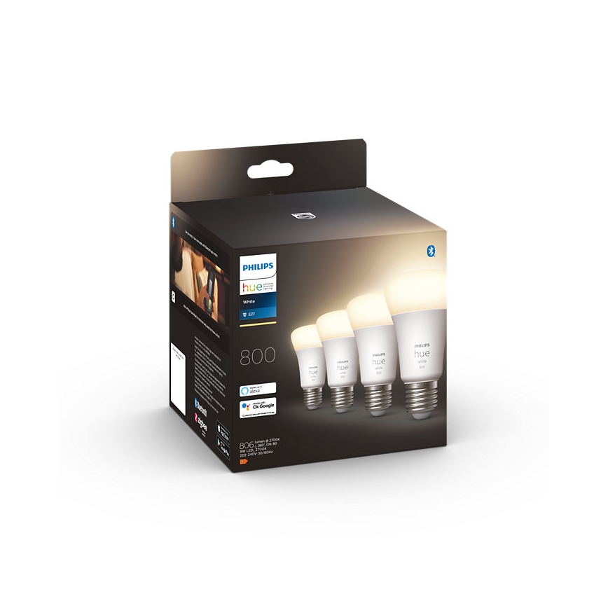 SETTI 4x Himmennettävä LED-polttimo Philips Hue WHITE A60 E27/9W/230V 2700K