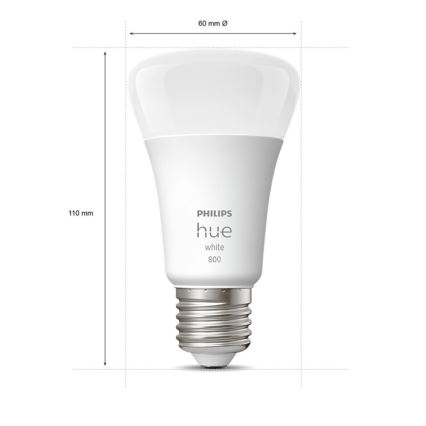 SETTI 4x Himmennettävä LED-polttimo Philips Hue WHITE A60 E27/9W/230V 2700K