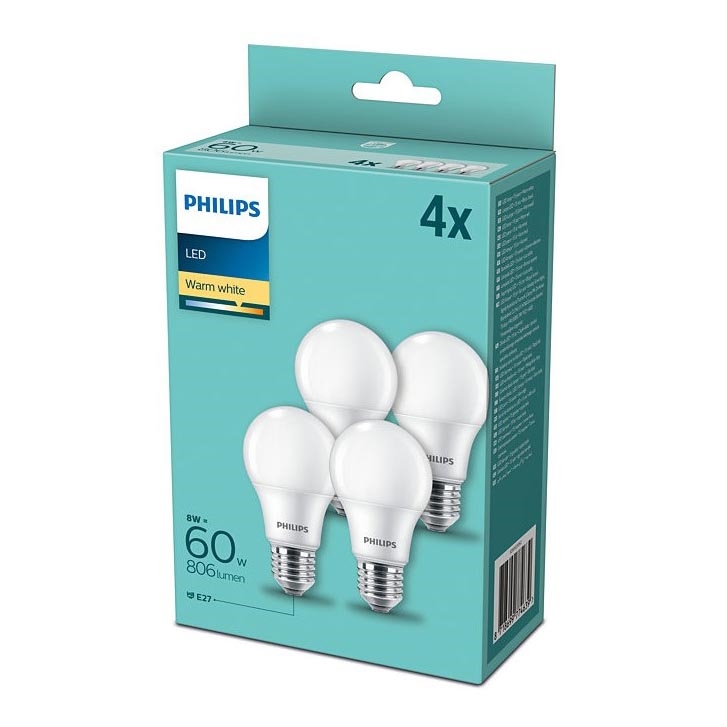 SETTI 4x LED-lamppu Philips E27 / 8W / 230V 2700K