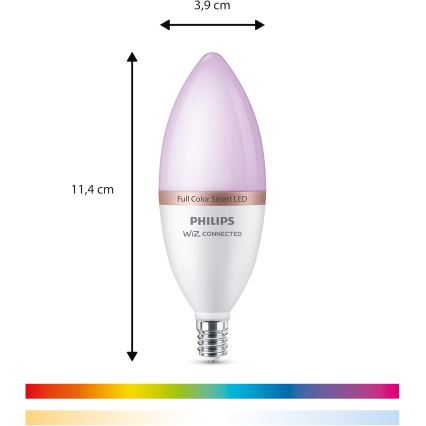 SETTI 4x LED RGB himmennettävä lamppu Philips SMART C37 E14/5W/230V 2200-6500K