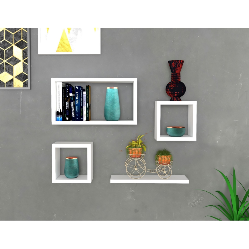 SETTI 4x Seinähylly BABI valkoinen