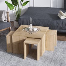 SETTI 4x sivupöytä ORTANCA + sohvapöytä beige