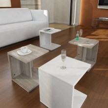 SETTI 4x Sivupöytä valkoinen/ruskea