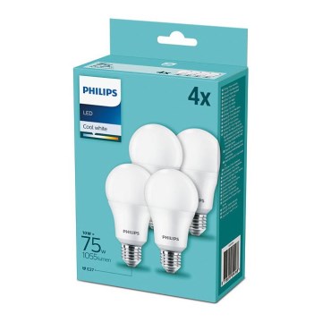 SETTI 4xLED-polttimo Philips A60 E27 / 10W / 230V 4000K