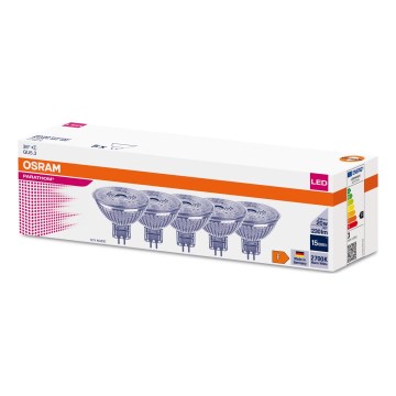 Setti 5 kpl LED-polttimoa MR16 GU5,3/2,6W/12V 2700K 36° - Osram
