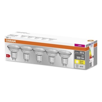 SETTI 5x LED-polttimo PAR16 GU10/4,3W/230V 2700K 120° - Osram