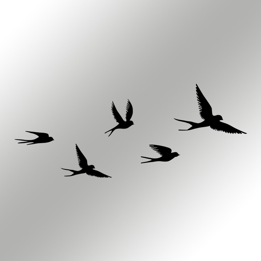 SETTI 5x Seinäkoriste lintuja metalli