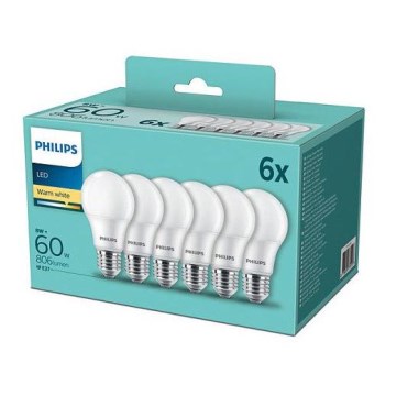 SETTI 6x LED-polttimo Philips A60 E27/8W/230V 2700K