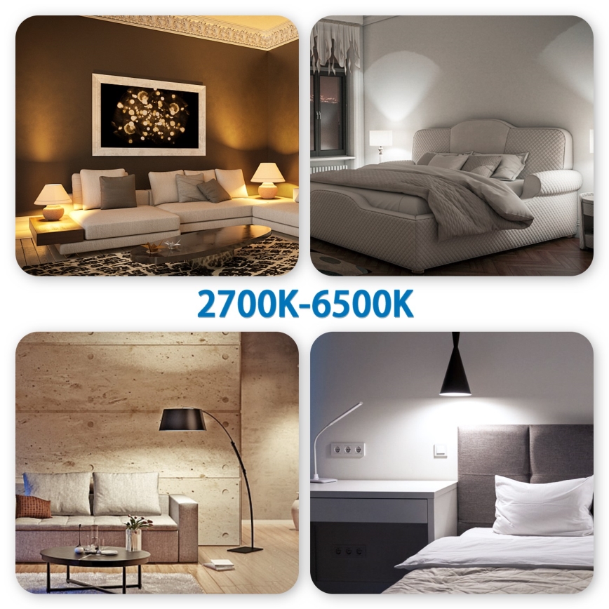 Setti 6 kpl himmennettäviä RGBW-LED GU10-polttimoita MESH 6,5W/230V 2700-6500K Wi-Fi + kaukosäädin - Aigostar