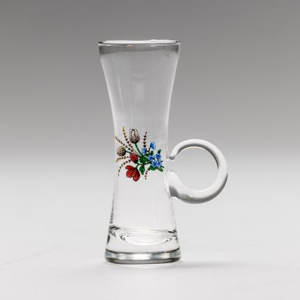 Setti 6x liköörilasi kahvalla läpinäkyvä kukka-aihe nro. 5