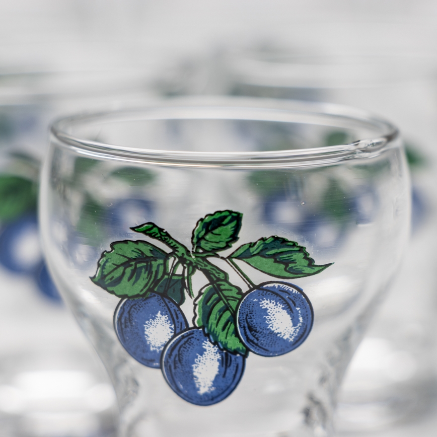 Setti 6x liköörilasi läpinäkyvä - luumu