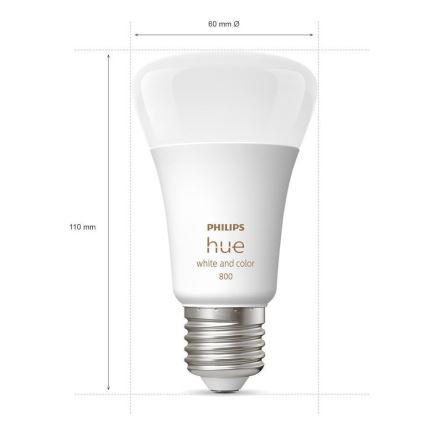 SETTI - LED RGBW Himmennettävä nauha Philips Hue WHITE AND COLOR AMBIANCE 2m LED/20W/230V + 2x Himmennettävä LED-polttimo Philips A60 E27/9W/230V 2000-6500K