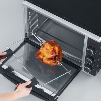 Severin TO 2058 - Tehokas 1800 W / 230 V kiertoilmauuni grillillä ja pizzakivellä, 42 l, musta