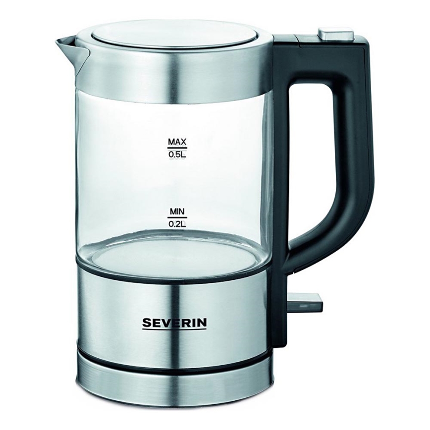 Severin WK 3472 - Nopea vedenkeitin 0,5 l, 1100 W/230 V, ruostumaton teräs/lasi