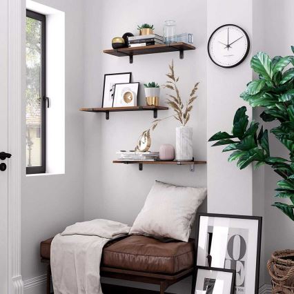 SHELFY 2 kpl seinähyllyä, ruskea/musta