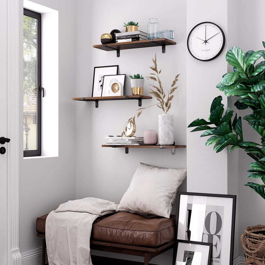 SHELFY 2 kpl seinähyllyä, ruskea/musta