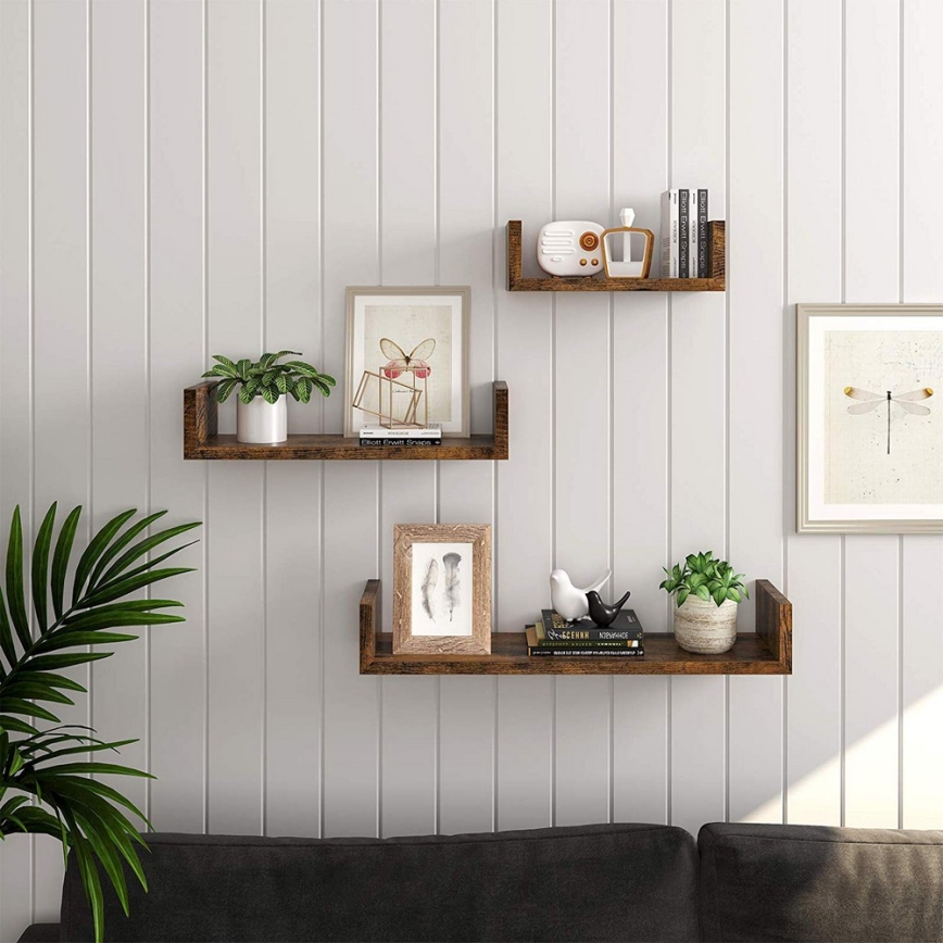 SHELFY-seinähyllysarja, 3 kpl, ruskea