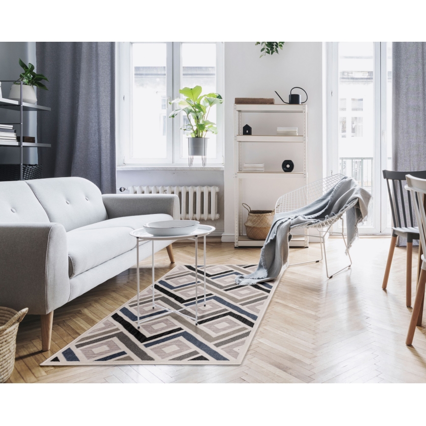 SHIFT-matto 80 x 150 cm, harmaa/sininen