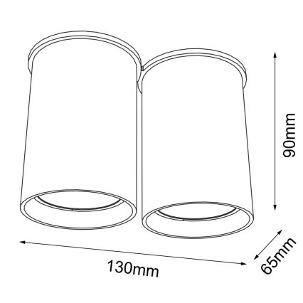 Shilo 1112 - Kohdevalo ARIDA 2xGU10/15W/230V 9 cm musta