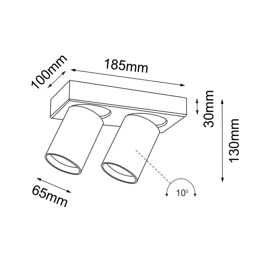 Shilo - Kohdevalo 2xGU10/15W/230V musta