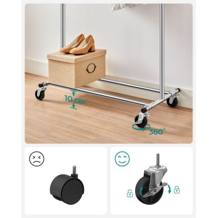 Siirrettävä lattiavaateripustin LINEA, hopea