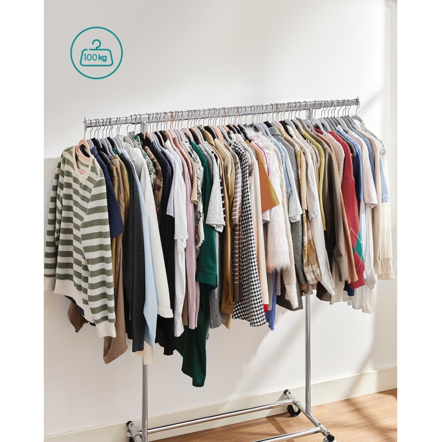 Siirrettävä lattiavaateripustin LINEA, hopea