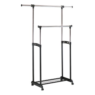 Siirrettävä metallinen ripustin 170x142 cm musta/kiiltävä kromi