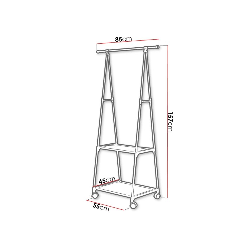 Siirrettävä metallinen ripustin hyllyillä OLAZEN 157x85 cm musta