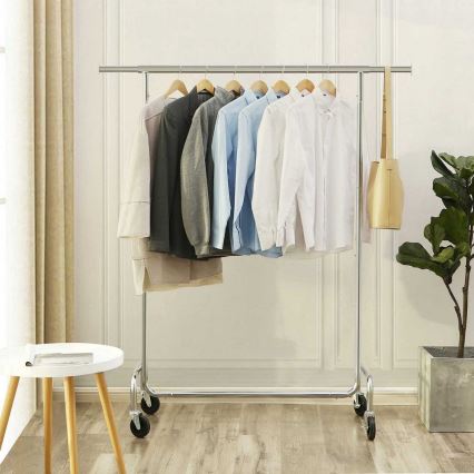 Siirrettävä naulakko JEAN 110/150x160x45 cm, hopea