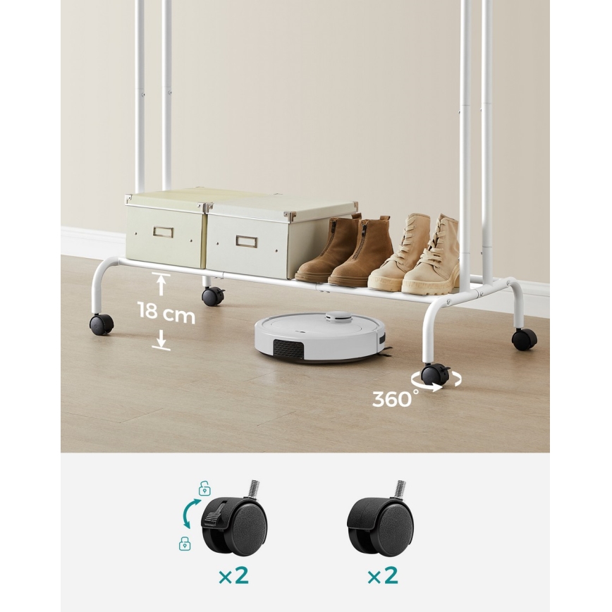 Siirrettävä naulakko LINEA, valkoinen