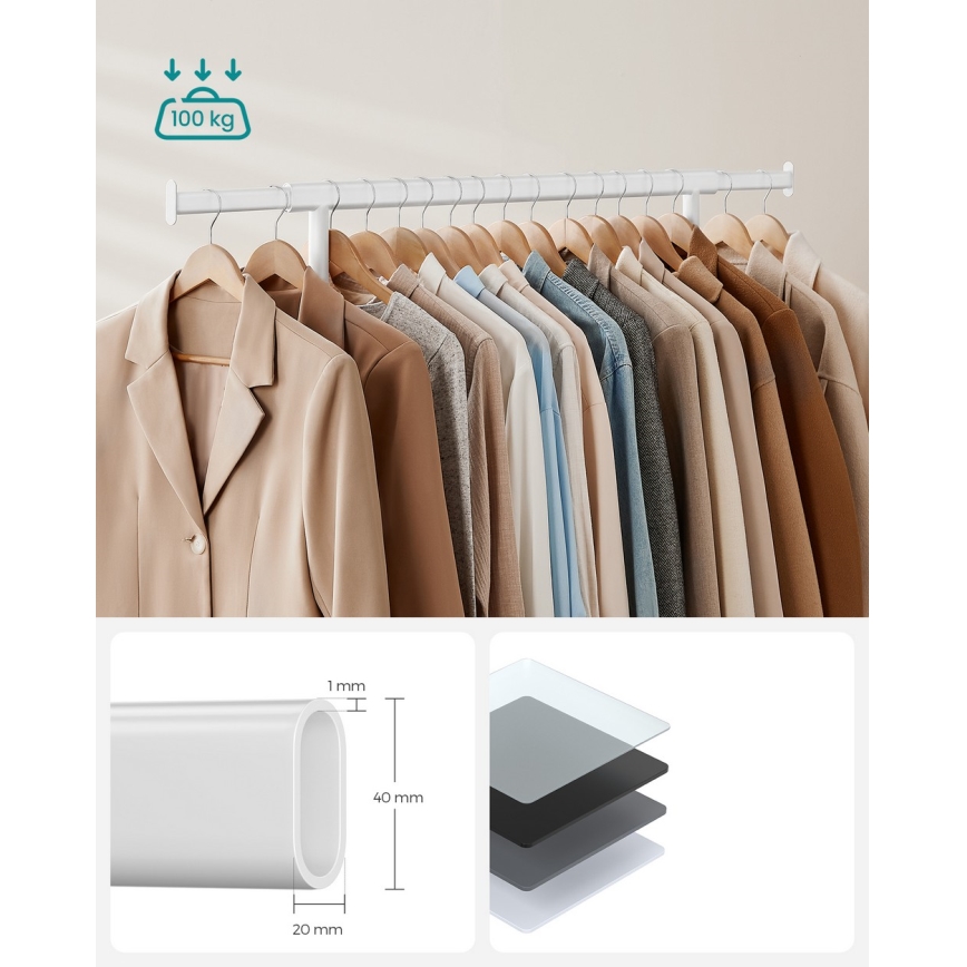 Siirrettävä naulakko LINEA, valkoinen