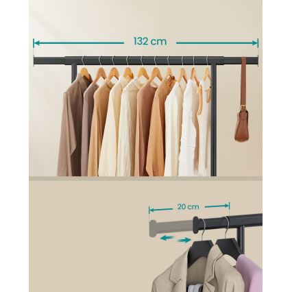 Siirrettävä seisova naulakko LINEA, musta