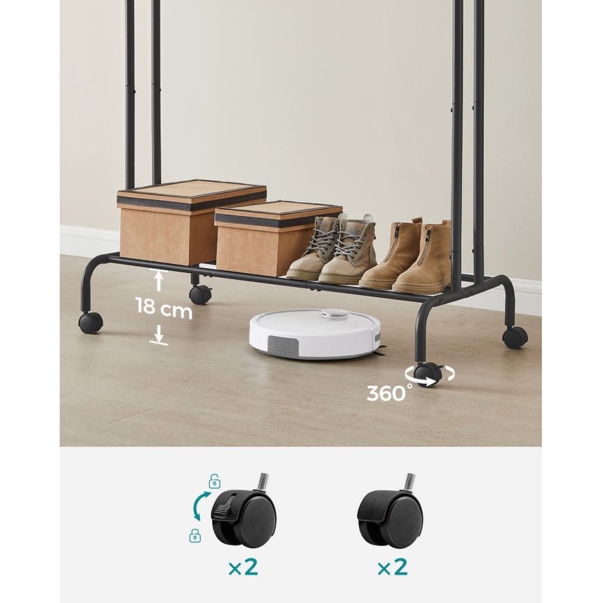 Siirrettävä seisova naulakko LINEA, musta