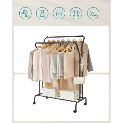 Siirrettävä seisova naulakko LINEA, musta