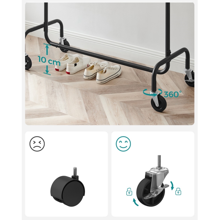 Siirrettävä vaatepuu LINEA, musta