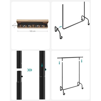 Siirrettävä vaatepuu LINEA, musta