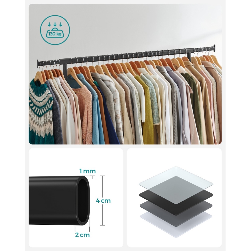 Siirrettävä vaatepuu LINEA, musta